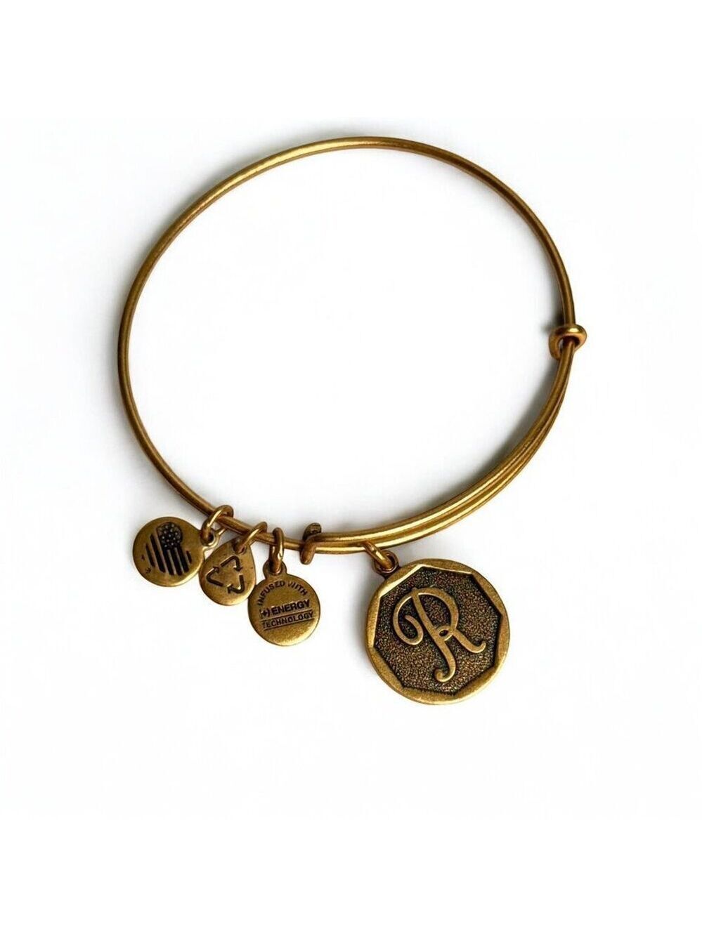 Alex and Ani Letter R Charm Bangle Gold Bracelet